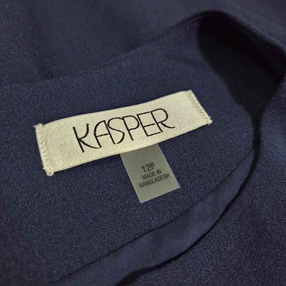 Kasper Petite Notched-Neck Sheath Dress Career Business Navy Blue NWT Size 12P - Picture 8 of 10